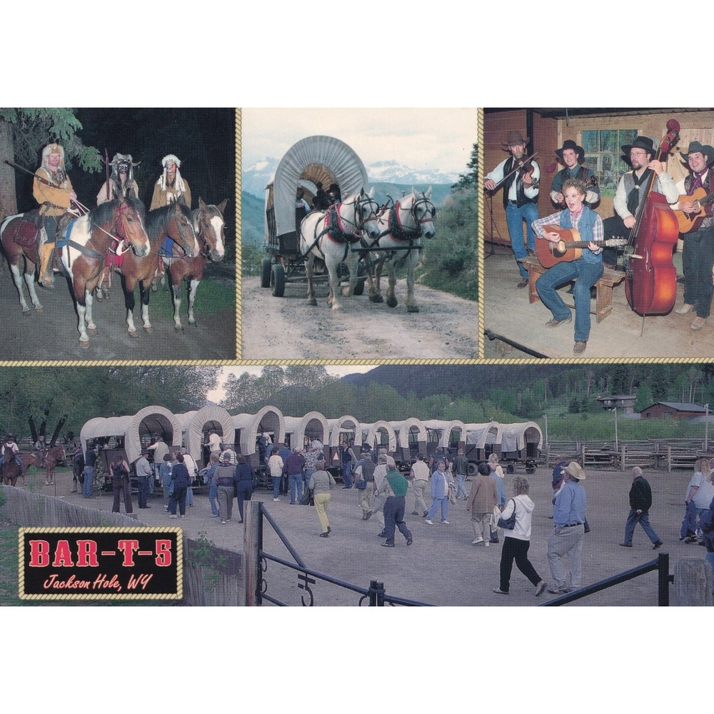 Bar T 5 Jackson Hole WY Postcard Vintage Western Cowboy Ranch Multiview
